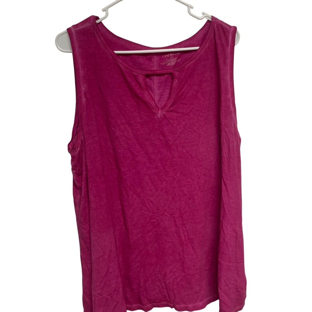 Lane Bryant Pink V Neck Keyhole Sleeveless Tank Top Plus Size 22/24